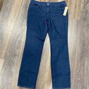 DKNY Womens Dark Wash Straight-Leg Jeans Size 14 Premium Denim Classic Fit NWT